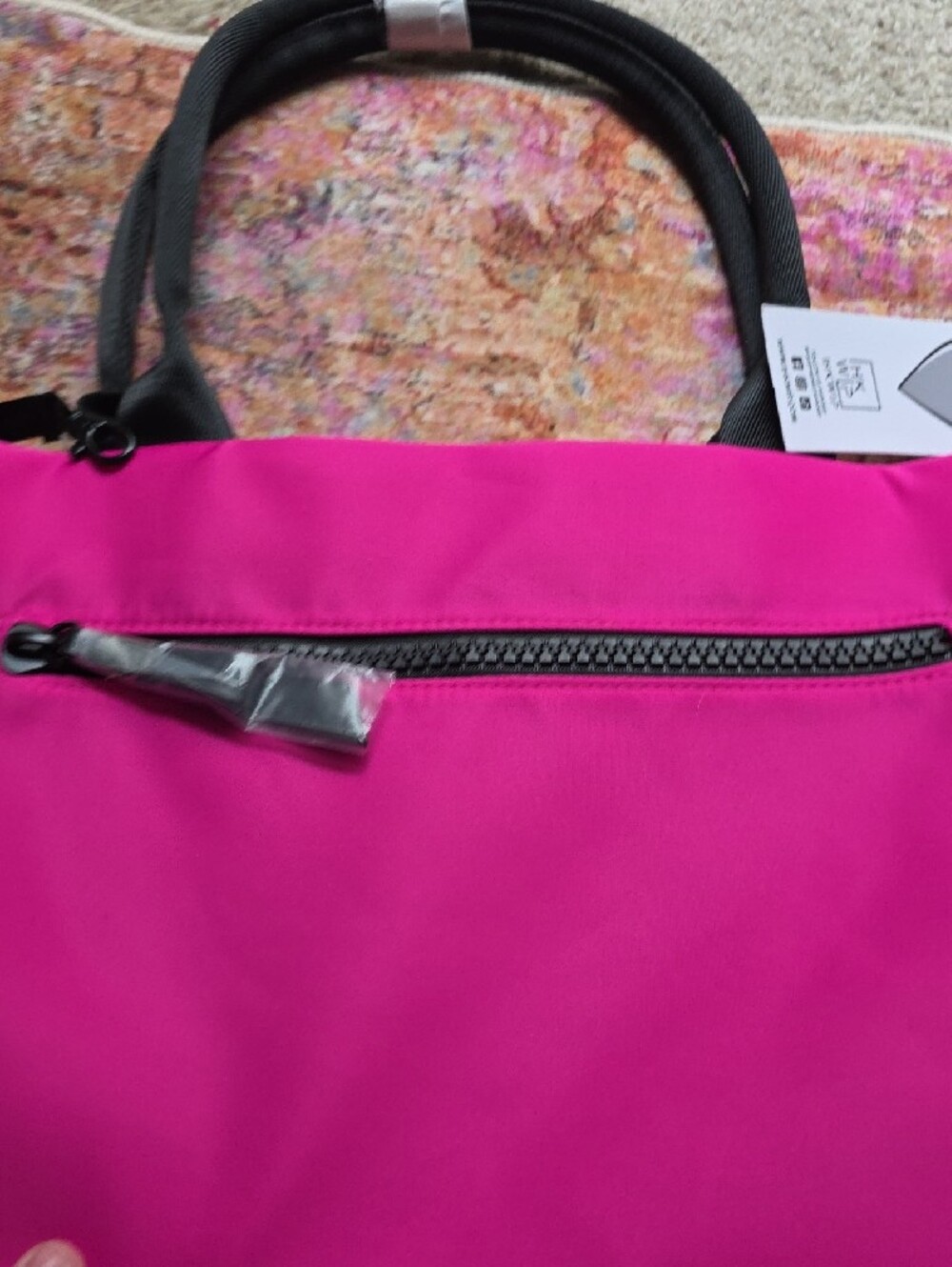 Pink Quilted Tote Bag with Black Handles - IHKWIP - Picture 4 of 6